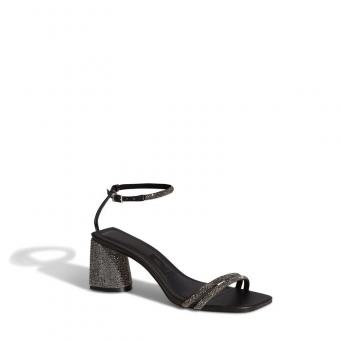 SANDALIA 05E5.2AD2 PRETA COM STRASS PRETO SALTO STRASS SANTA LOLLA