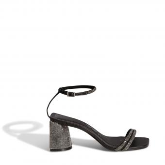 SANDALIA 05E5.2AD2 PRETA COM STRASS PRETO SALTO STRASS SANTA LOLLA - Código 108848-1903