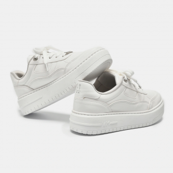 TENIS 239-002 COURO BRANCO STRASS NO ILHOS FEM VIA MARTE