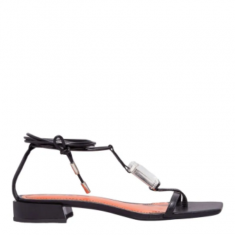 SANDALIA 032F.53DB PEDRA QUADRADA AMARRAÇÃO SALTO BAIXO SANTA LOLLA - Código 119865-3165