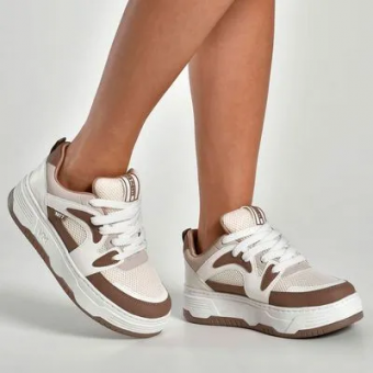 TÊNIS 225-006 COURO NUDE E OFF WHITE CADARÇO VIA MARTE