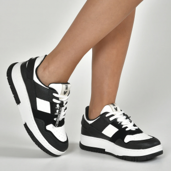 TÊNIS 219-003 CASUAL PRETO E BRANCO VIA MARTE