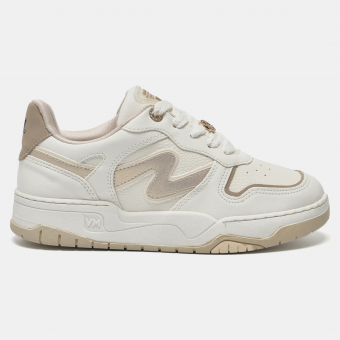 TÊNIS 276-002 COURO BRANCO E PEROLADO STRASS VIA MARTE - Código 120695-4049